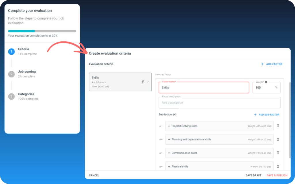 Assigning weight to job evaluation criteria with Talexio