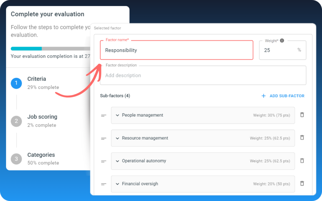Assigning weight to job evaluation criteria with Talexio