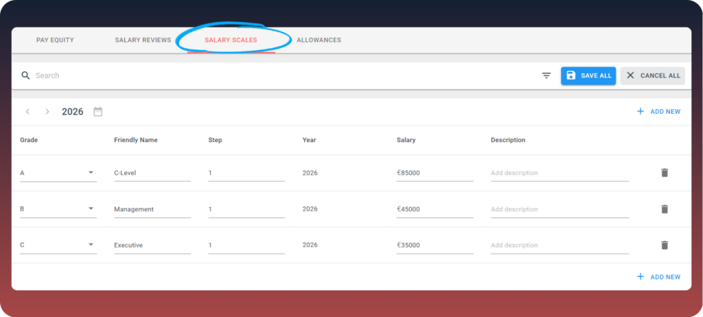 Defining salary scales with Talexio